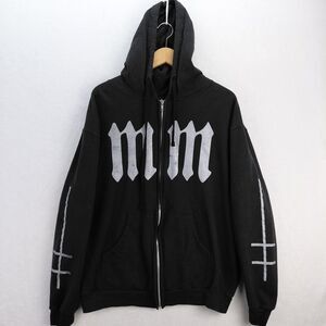 Marilyn Manson Hoodie Black Full Zip Concert Graphic Print Mens XL Goth Grunge